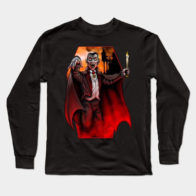 Portrait of Dracula Long Sleeve T-Shirt by Chad Savage